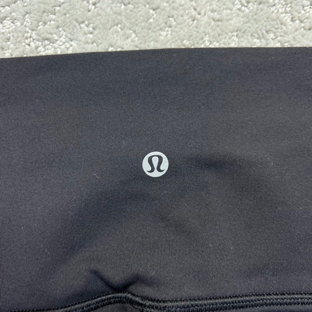 Lululemon Leggings Womens 10 Black High Cropped Mesh Panels Hem Active Yoga - Picture 9 of 14